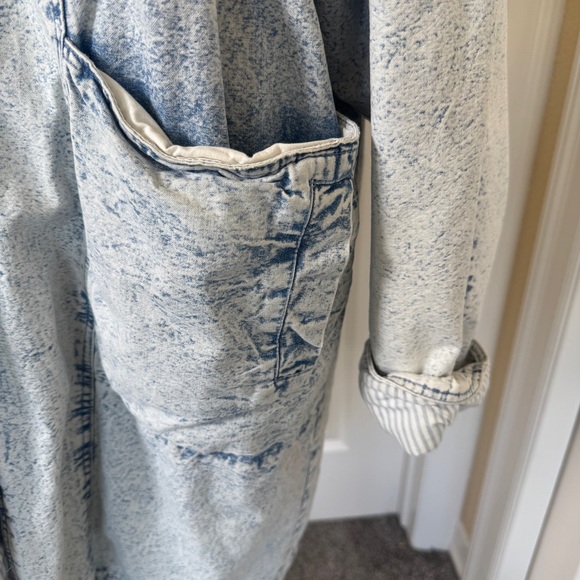 Vintage Izzi Acid Wash Cotton Long Jacket Coat Hooded Size M - Picture 5 of 13